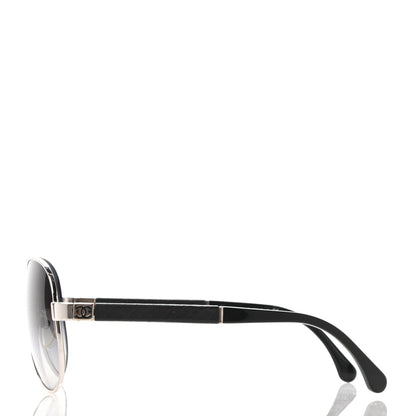 Chanel Lambskin Quilted CC Aviator Sunglasses 4195-Q Black 3 of 8