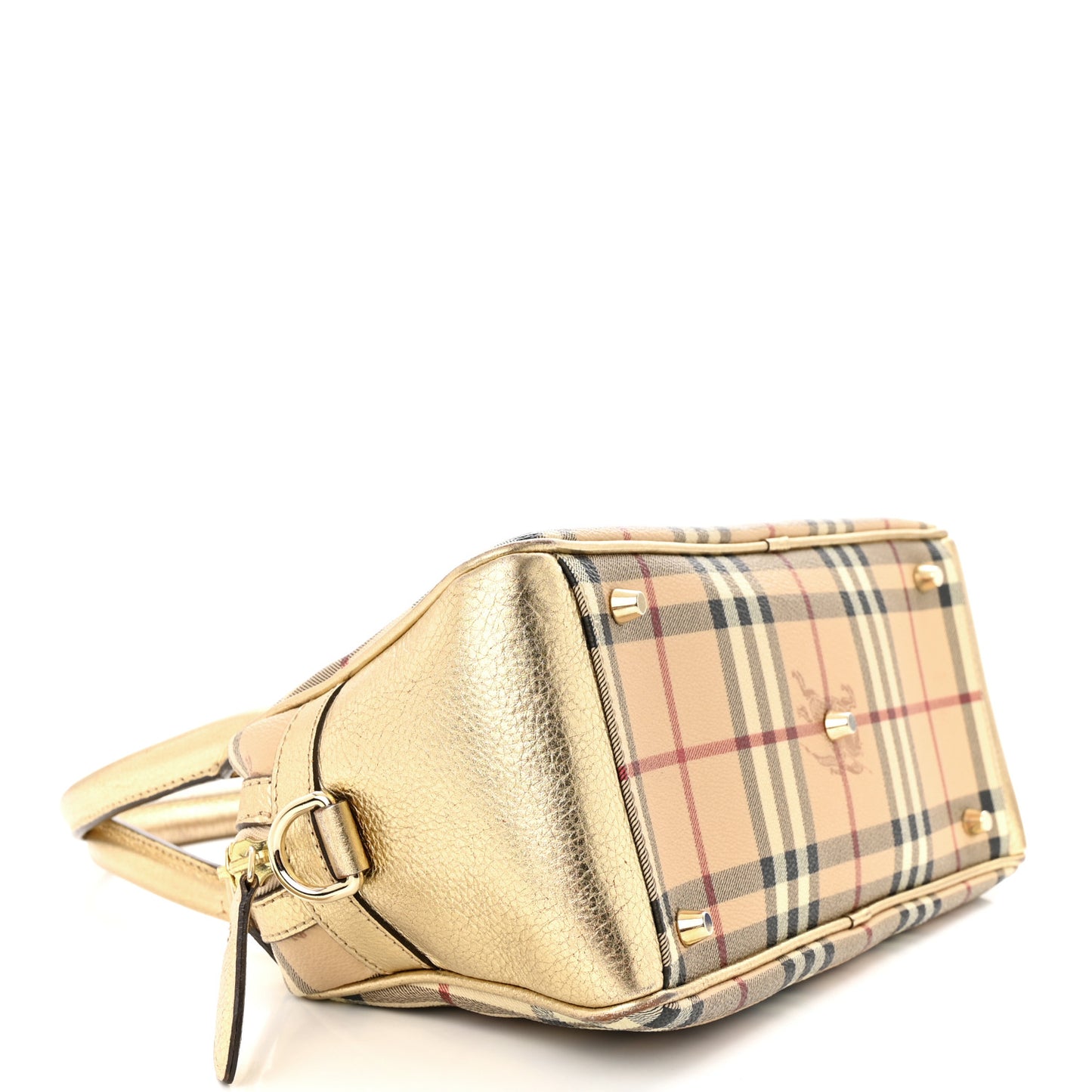 Metallic Calfskin Haymarket Check Bennett Satchel Gold