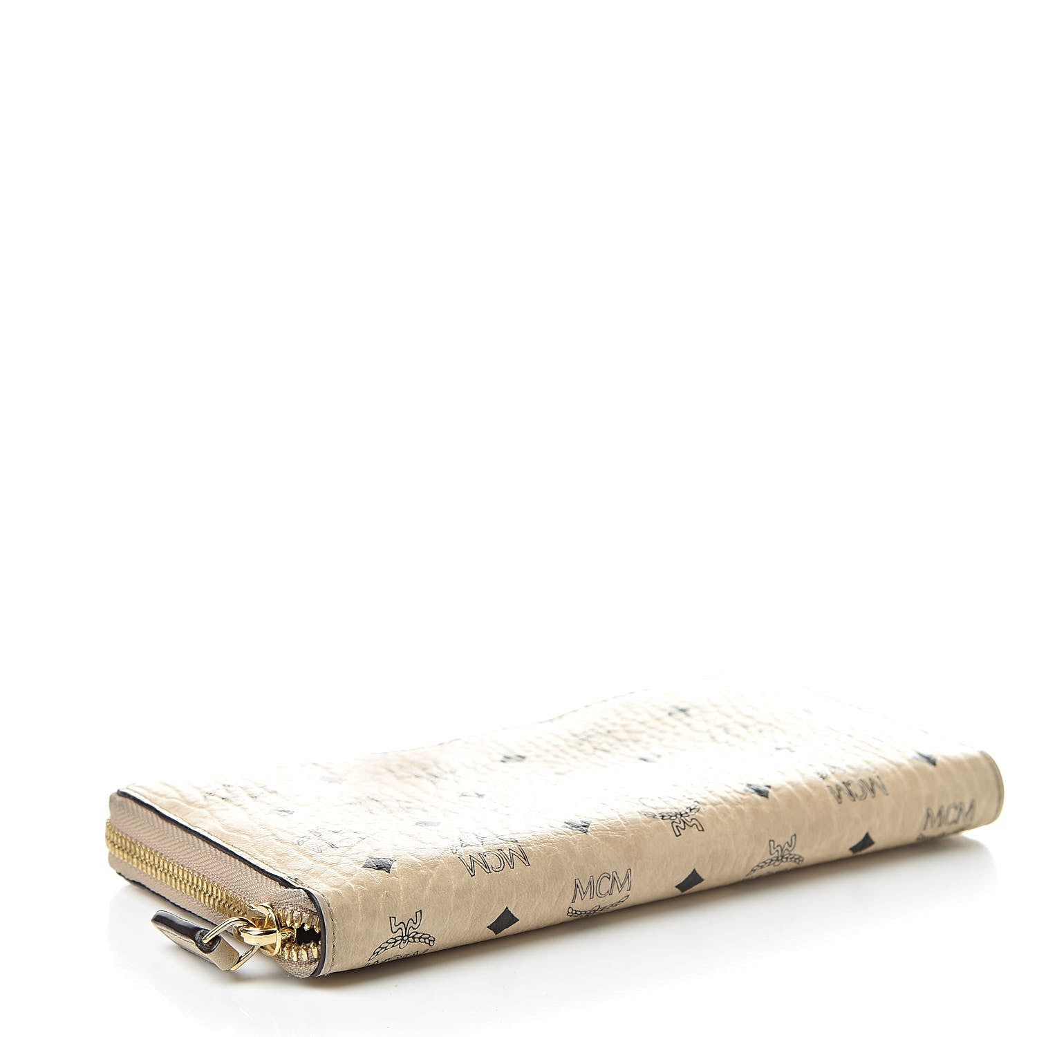 MCM Visetos Large Zip Around Wallet Beige 4 of 14