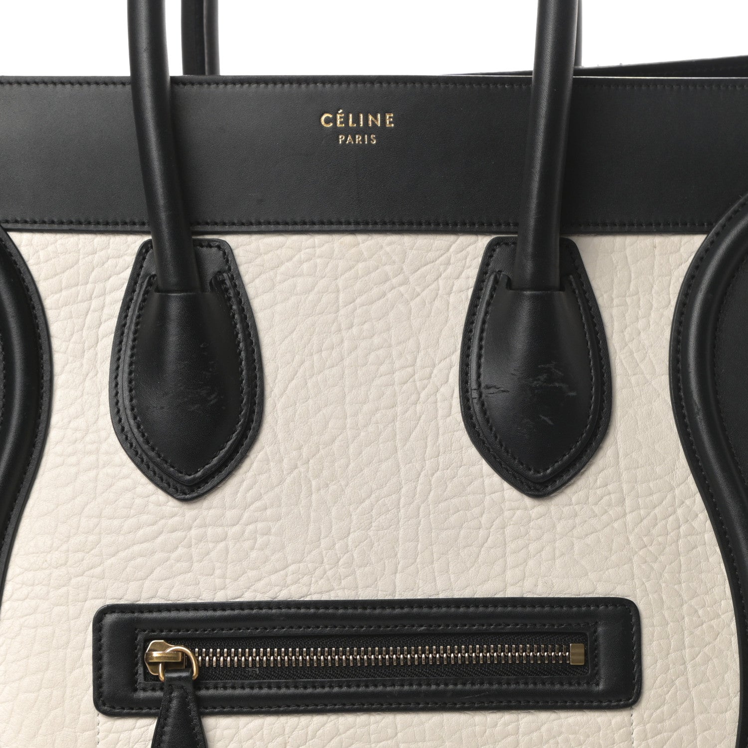 Celine Bullhide Calfskin Suede Mini Tri-Color Luggage White 7 of 19