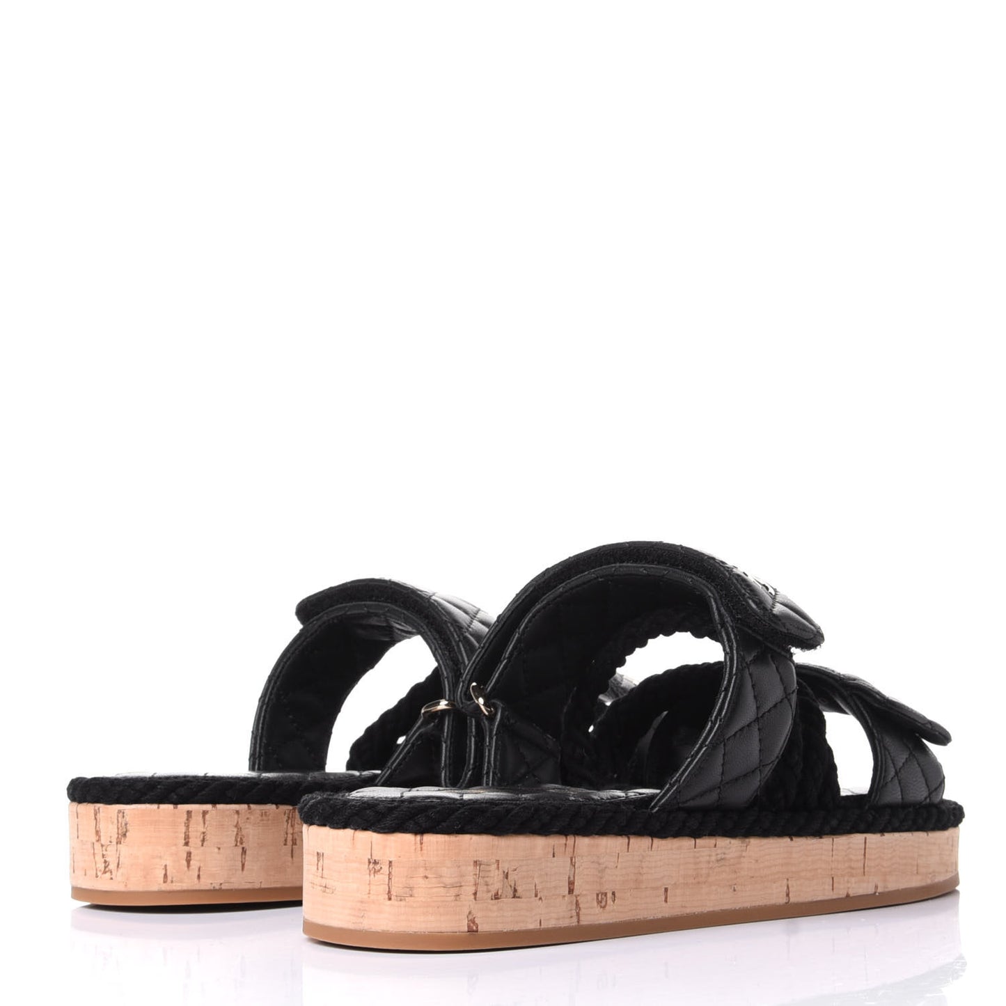 Cord Lambskin Quilted Logo Mules 37 Black