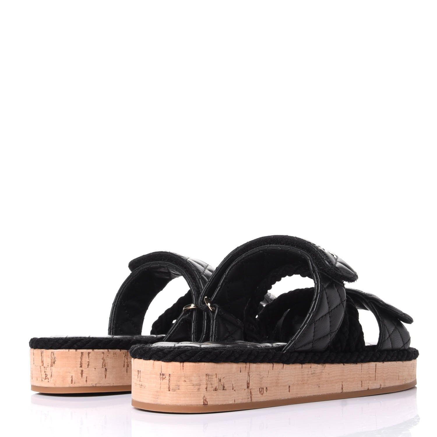 Chanel Cord Lambskin Quilted Logo Mules 37 Black 4 of 10