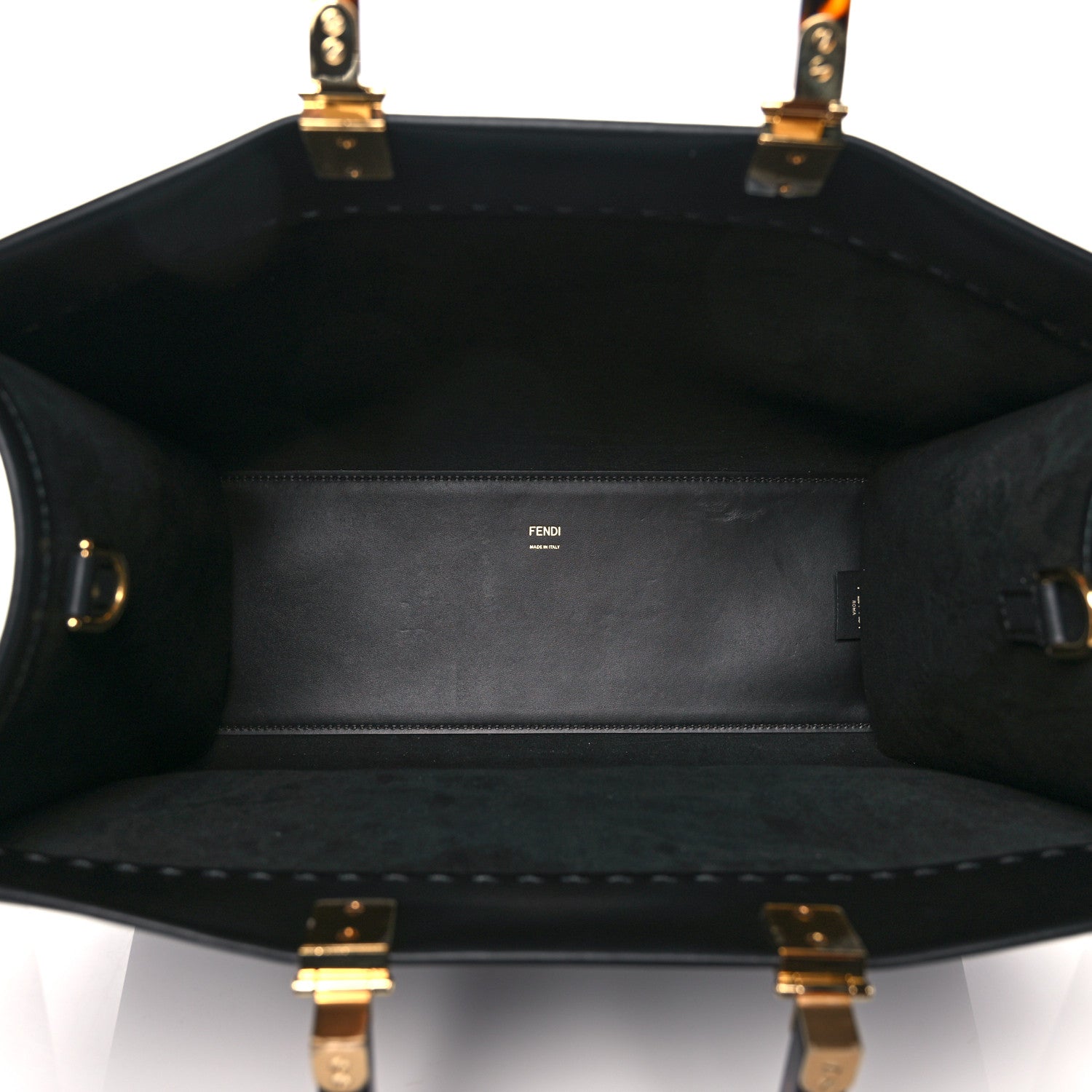 Fendi Vitello King Plexiglass Medium Fendi Sunshine Shopper Tote Black 5 of 12