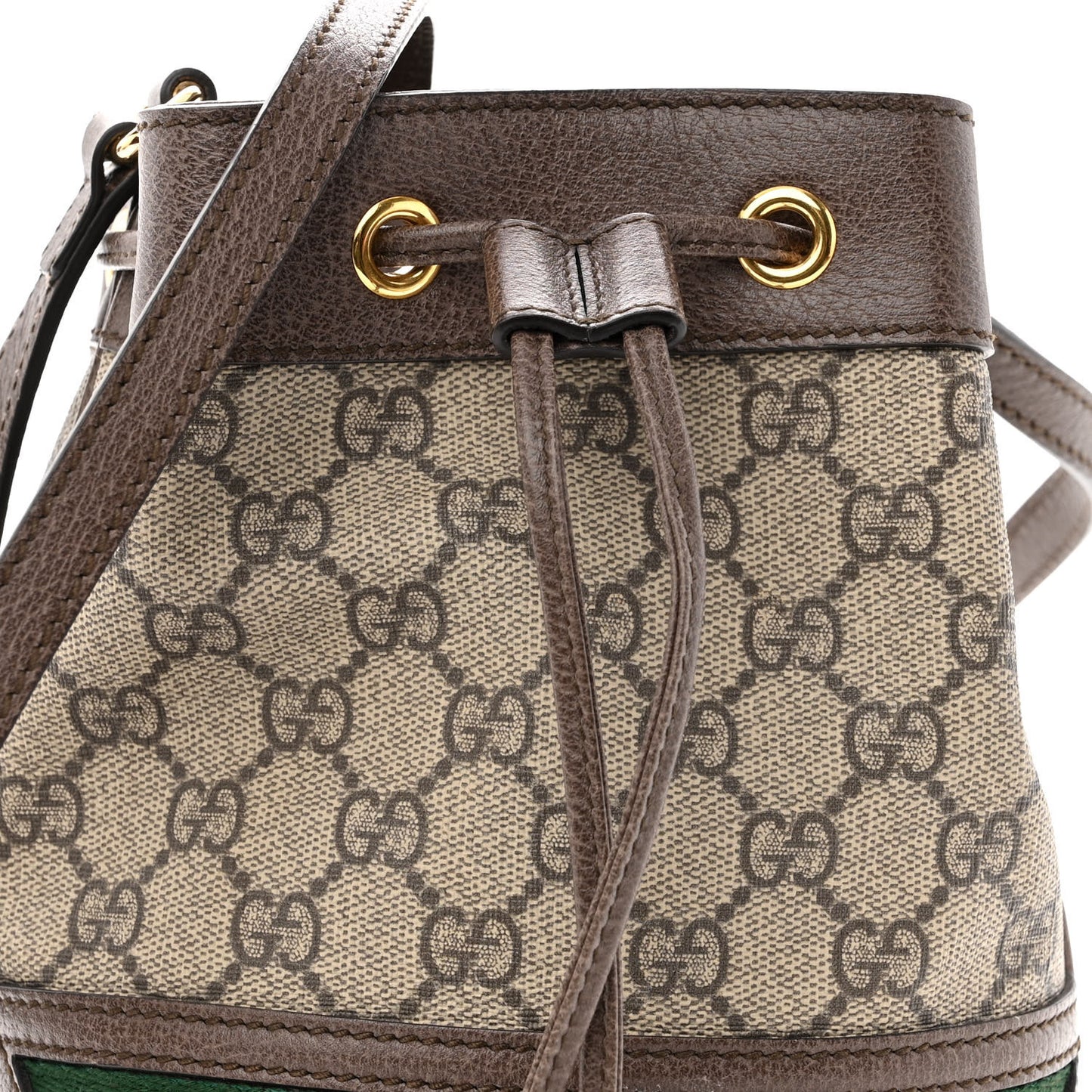 GG Supreme Monogram Web Mini Ophidia Bucket Bag Brown