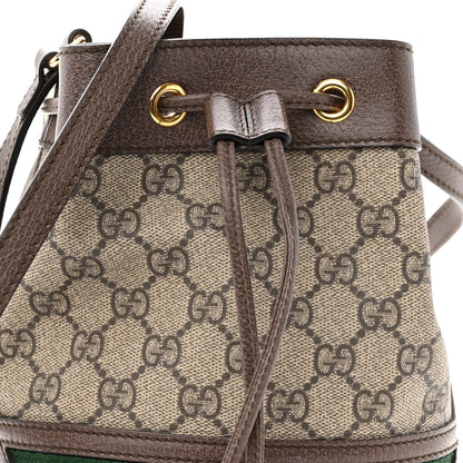 Gucci GG Supreme Monogram Web Mini Ophidia Bucket Bag Brown 8 of 10