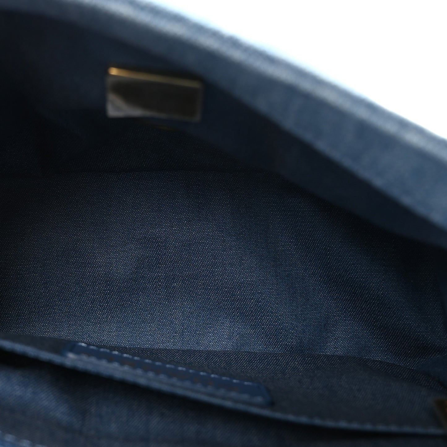 Denim Quilted Mini Pearl Crush Flap Blue