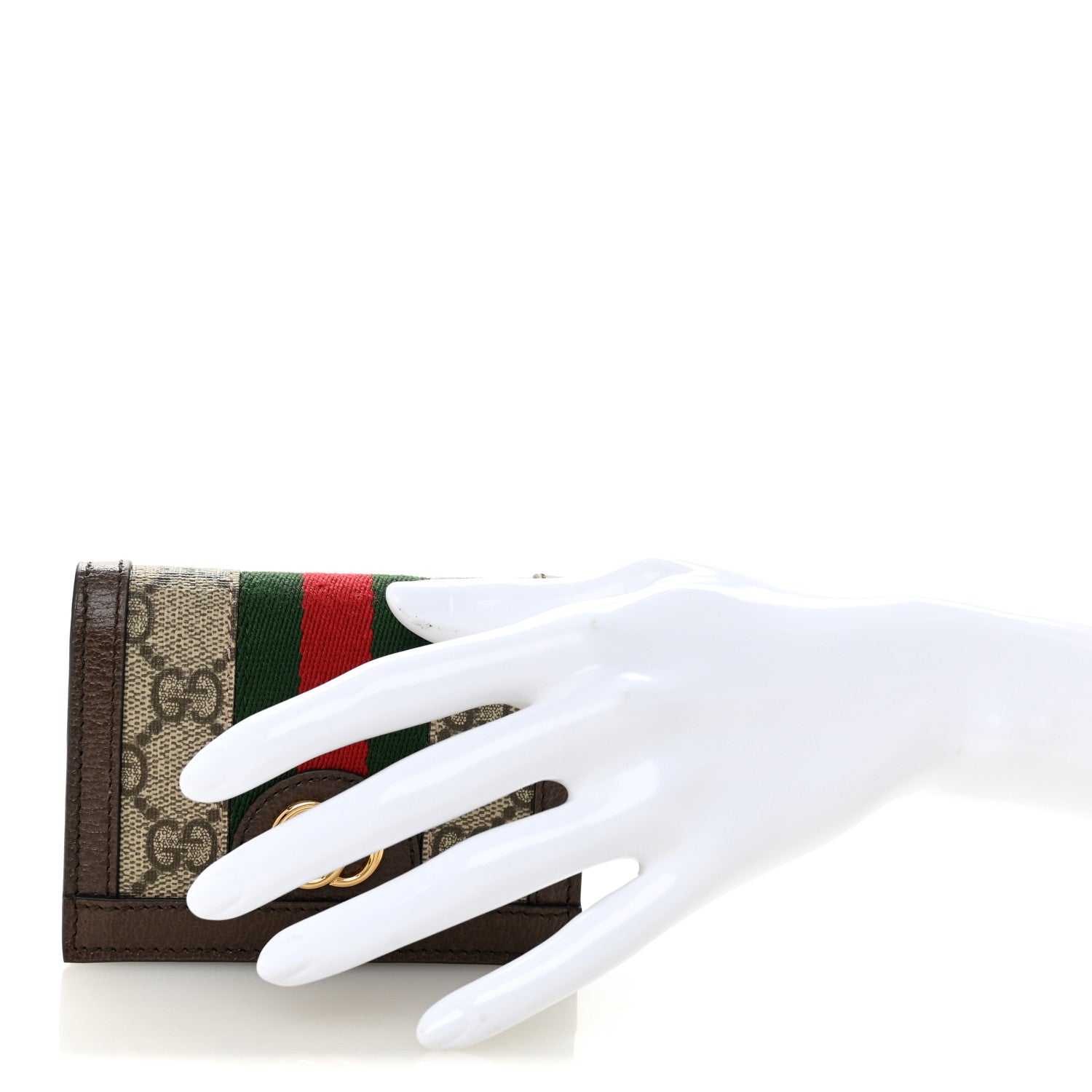 Gucci GG Supreme Monogram Web Ophidia Card Case Beige New Acero 2 of 8