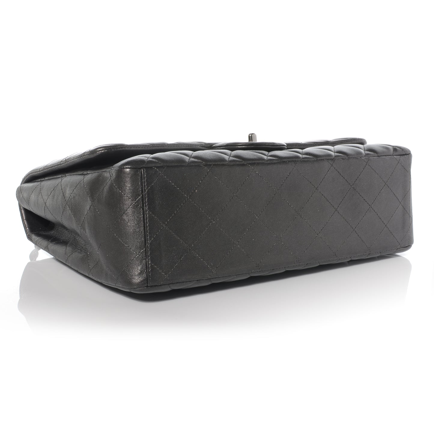 Lambskin Maxi Single Flap Dark Metallic Grey