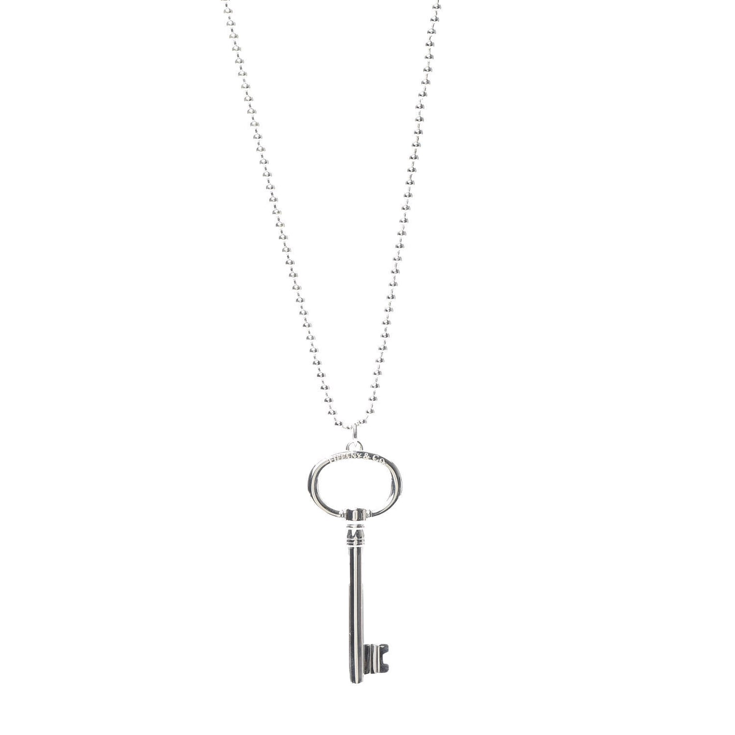 Sterling Silver Oval Key Pendant Necklace