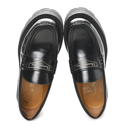 Christian Dior Brushed Calfskin Rubber Dior Code Cap Toe Lug Sole 35mm Loafers 38 Black 2 of 9