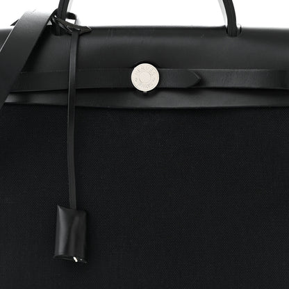 Hermes Military Toile Vache Hunter Herbag Zip Retourne 31 PM Black 9 of 13