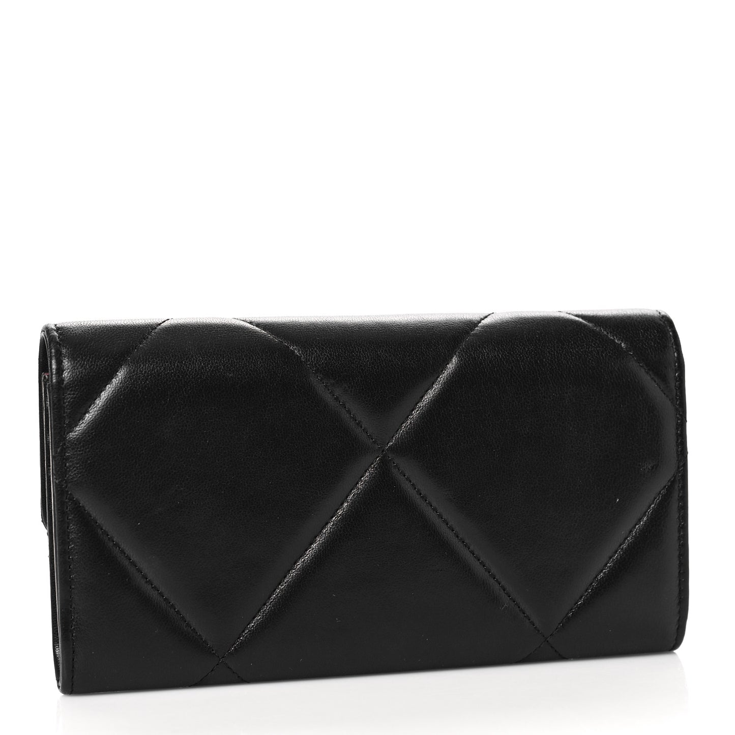 Lambskin Quilted Chanel 19 Flap Wallet Black
