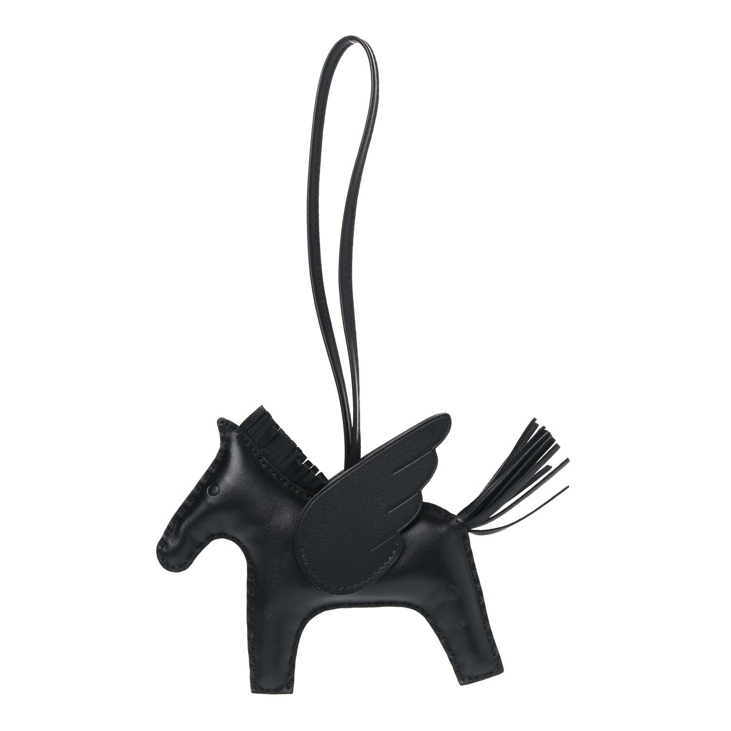 Hermes Milo Lambskin Grigri Rodeo Pegase Horse Bag Charm MM So Black 1 of 5