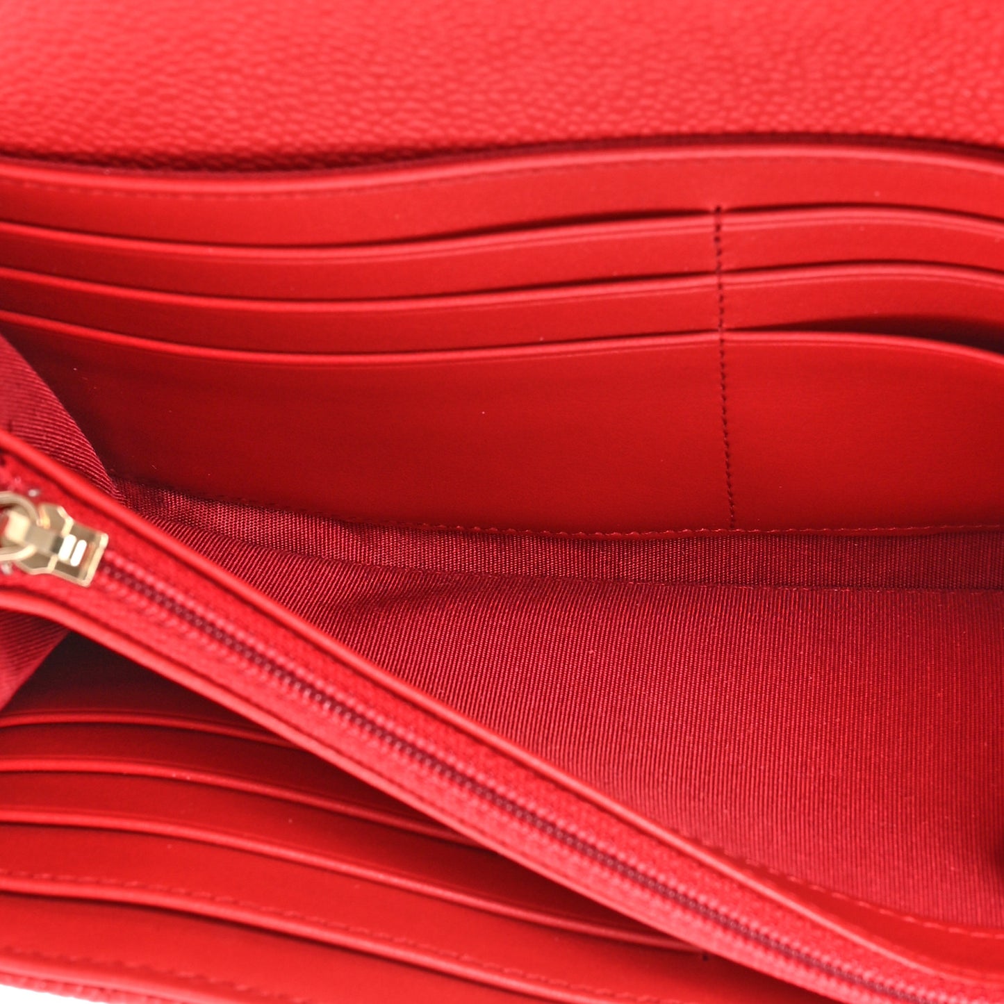Caviar Quilted Large Boy Gusset Flap Wallet Red