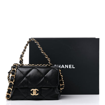 Chanel Lambskin Quilted Small Chain Top Handle Flap Black 10 of 10