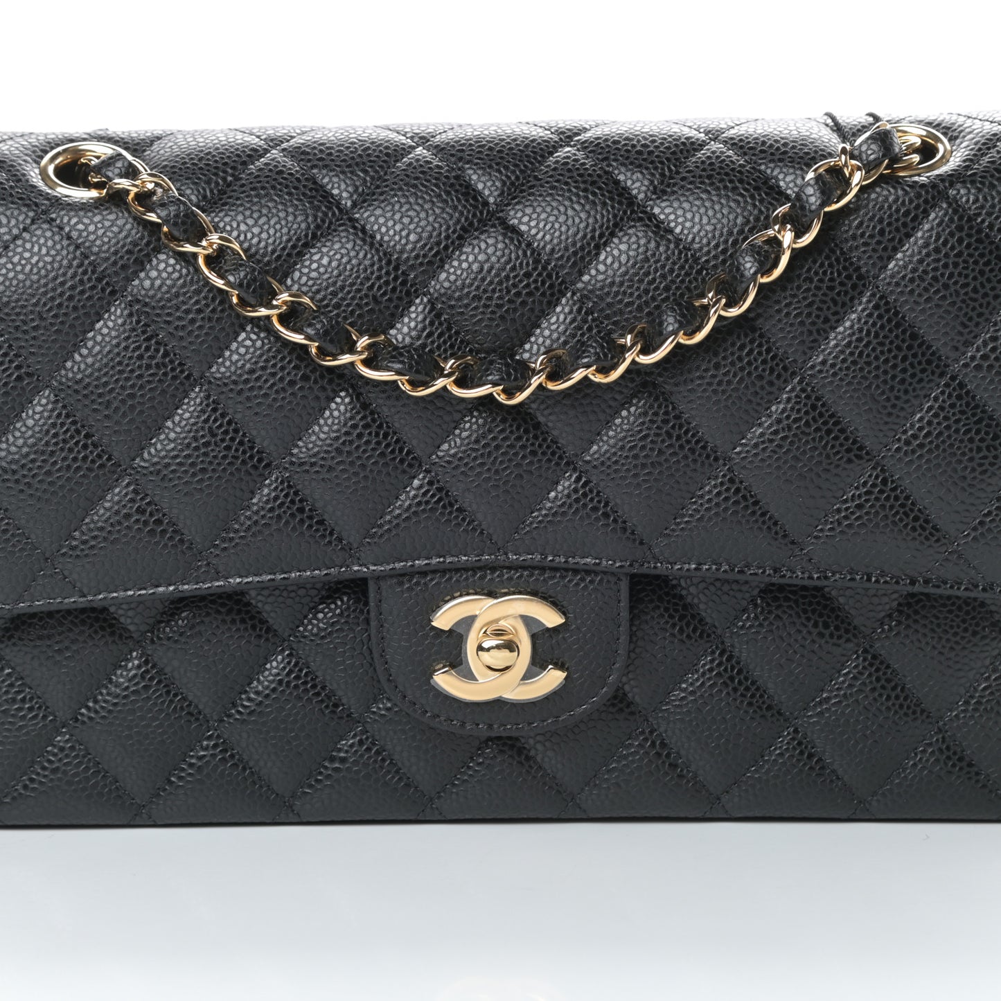 Caviar Quilted Medium Double Flap Black