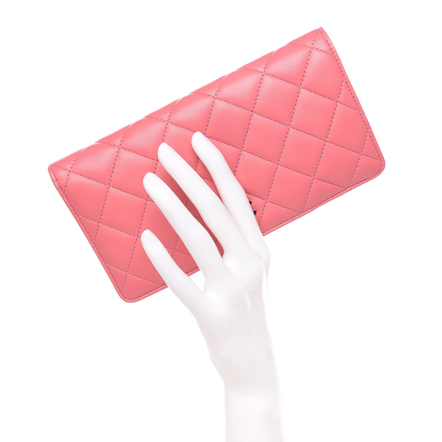 Chanel Lambskin Quilted Yen Wallet Dark Pink 2 of 10