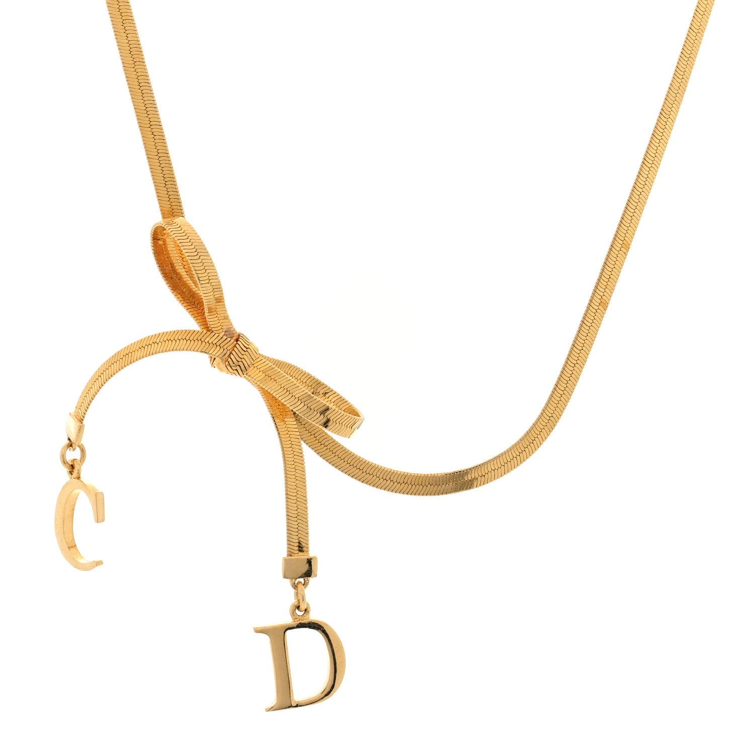 Christian Dior Bow CD Necklace Gold 1 of 5