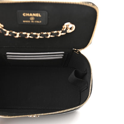 Chanel Lambskin Camellia Embossed Small Vanity Case With Chain Black 5 of 9