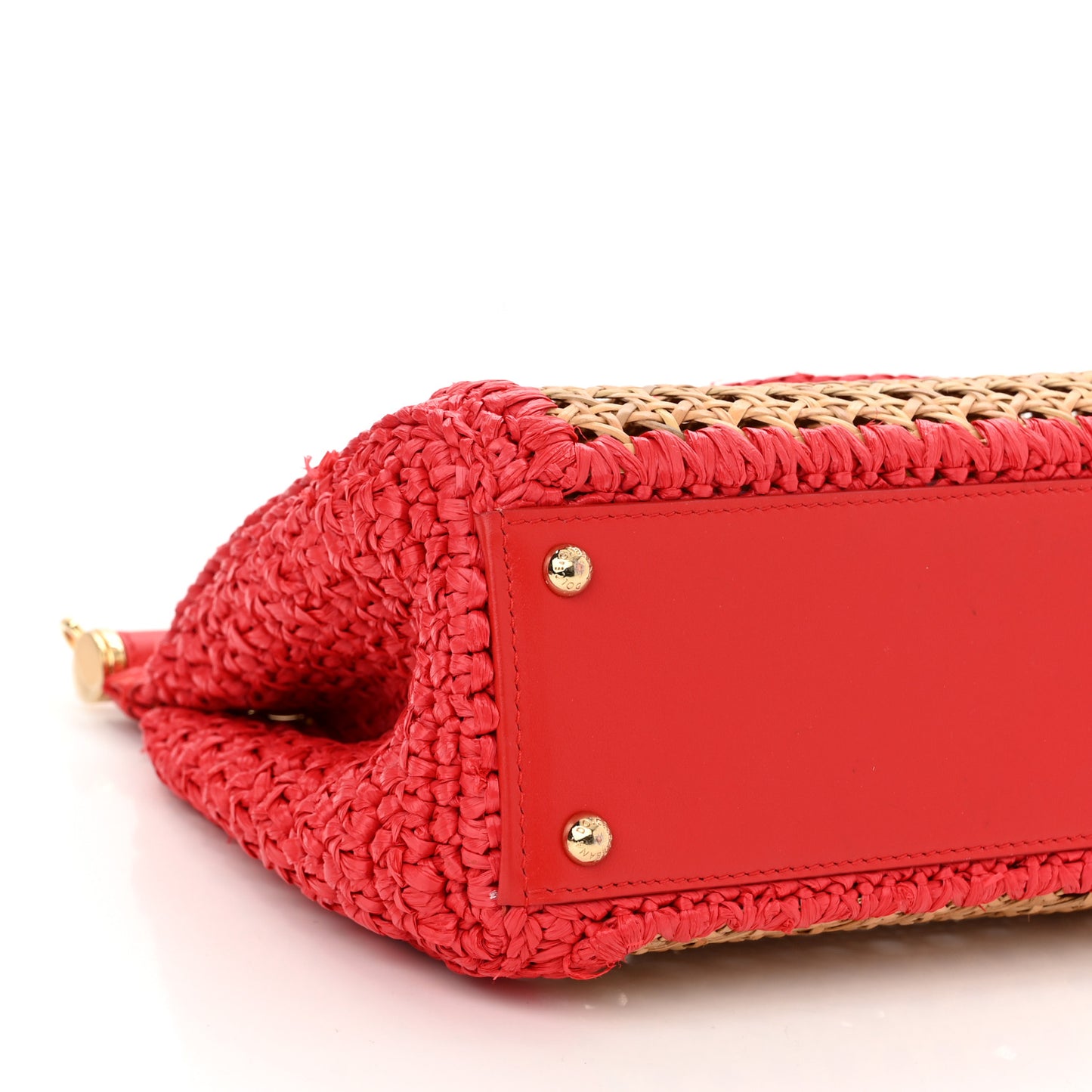 Woven Raffia Miss Sicily Satchel Red