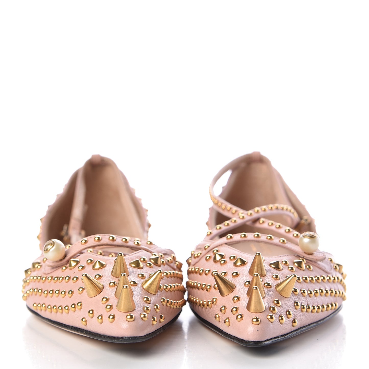 Malaga Kid Studded Pointed Toe Unia Flats 37 Perfect Pink