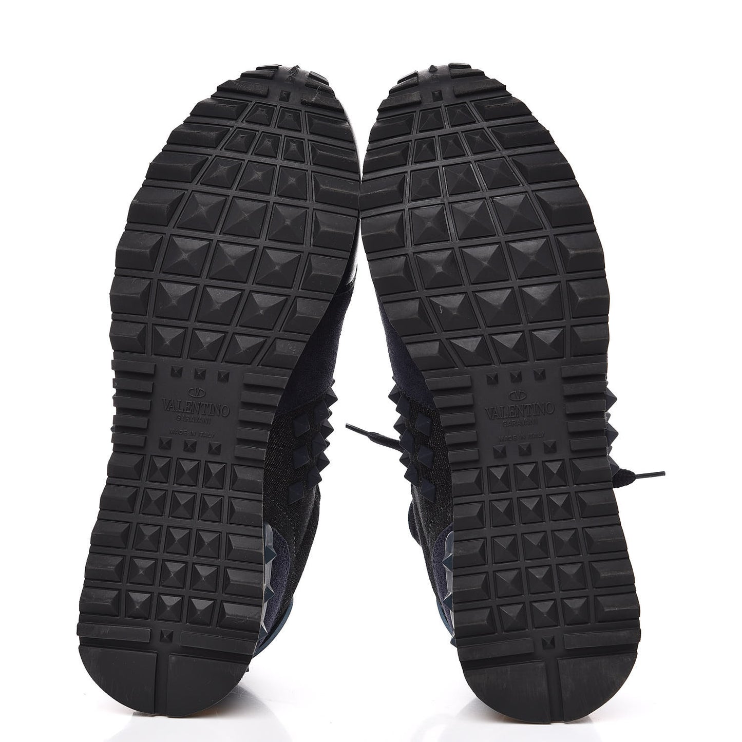 Denim Calfskin Suede Womens Rockstud Sneakers 36 Deep Denim