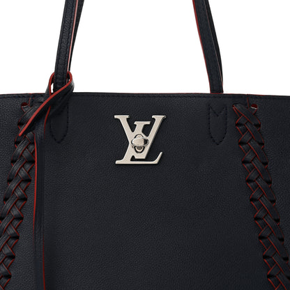 Louis Vuitton Calfskin Braided Lockme Cabas Marine Rouge 7 of 14