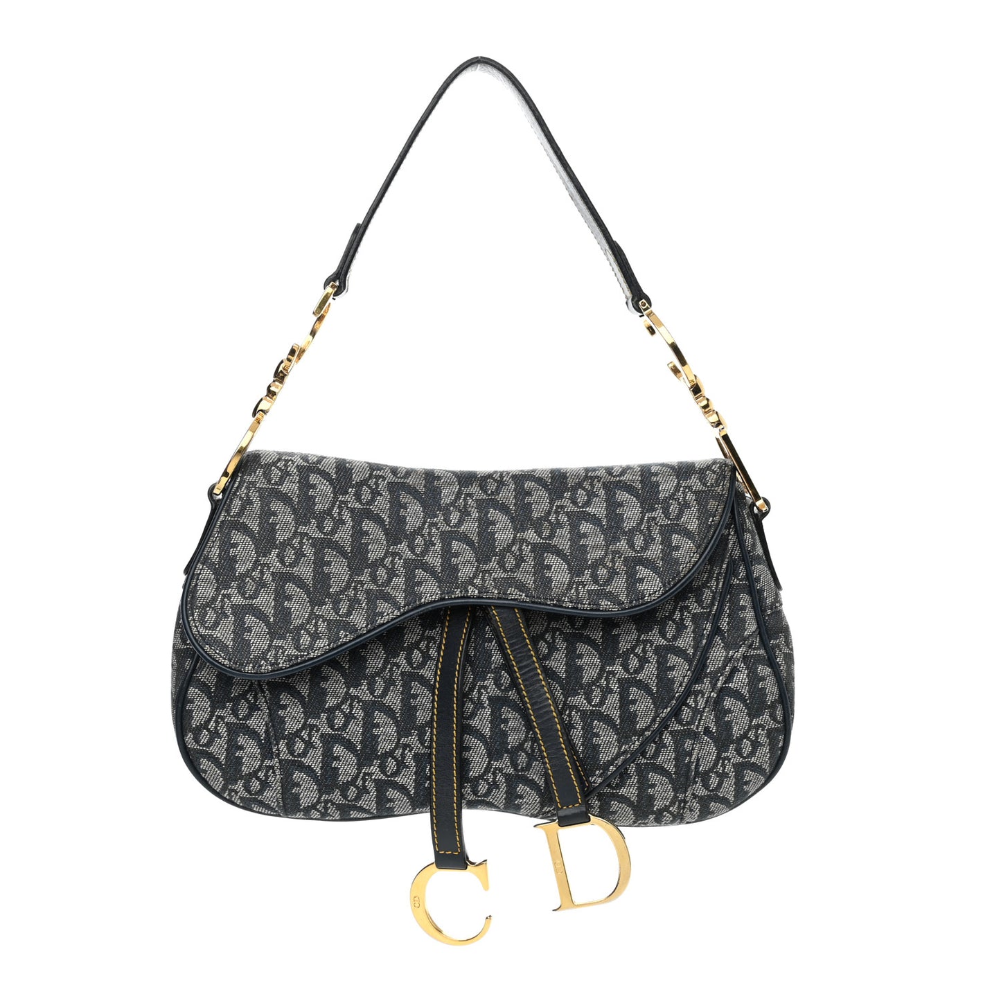 Monogram Double Saddle Bag Navy Blue