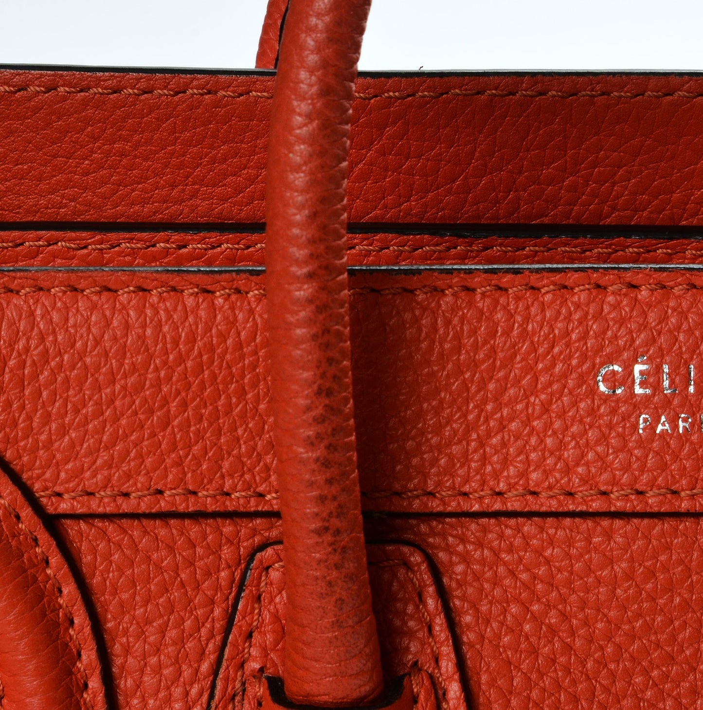 Drummed Calfskin Nano Luggage Vermillion