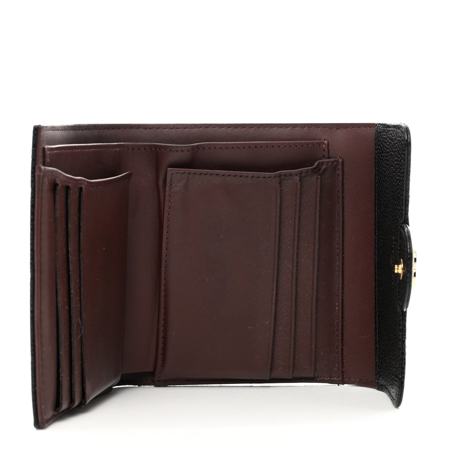 Caviar Quilted Compact Flap Wallet Black
