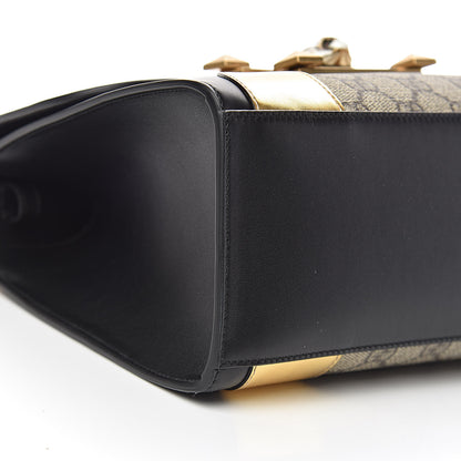Gucci GG Supreme Monogram Small Osiride Top Handle Bag Black Gold 9 of 11