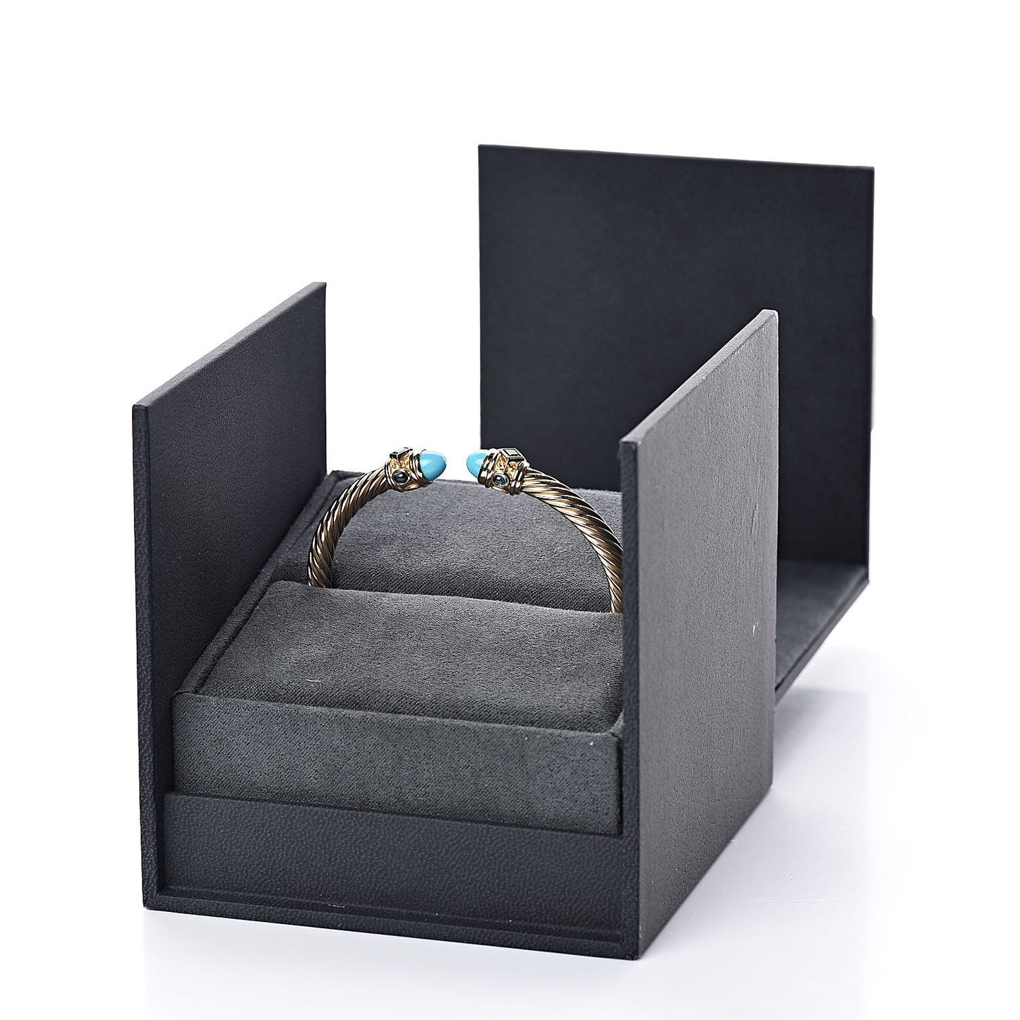 18K Yellow Gold Turquoise Blue Topaz 5mm Renaissance Bracelet