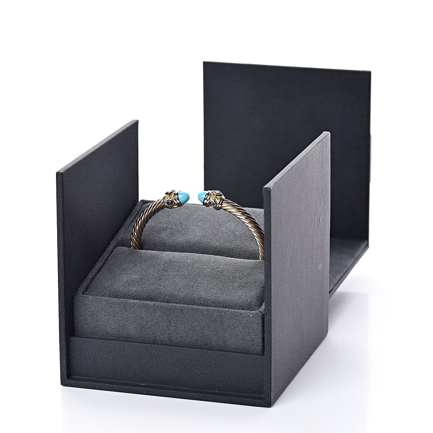 David Yurman 18K Yellow Gold Turquoise Blue Topaz 5mm Renaissance Bracelet 5 of 5