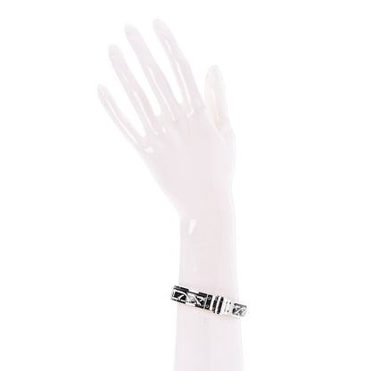 Hermes Enamel Printed Narrow Balades Equestres Positif Negatif Hinged Bracelet M Black 2 of 5
