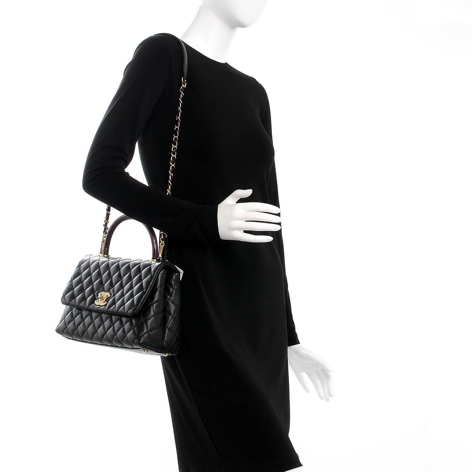 Chanel Caviar Lizard Quilted Small Coco Handle Flap Black 2 of 9
