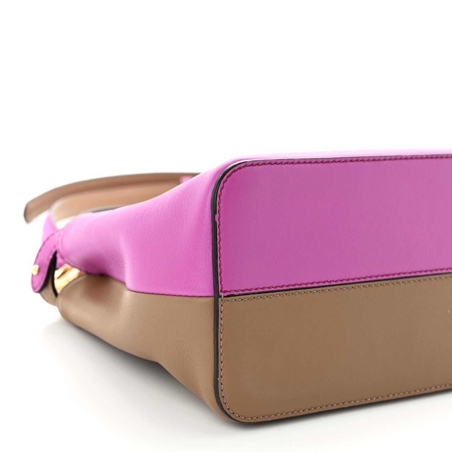 Fendi Vitello Seta Nappa Plexiglass Bi-Color Mini Peekaboo Iconic Satchel Bouganville Sand 9 of 11
