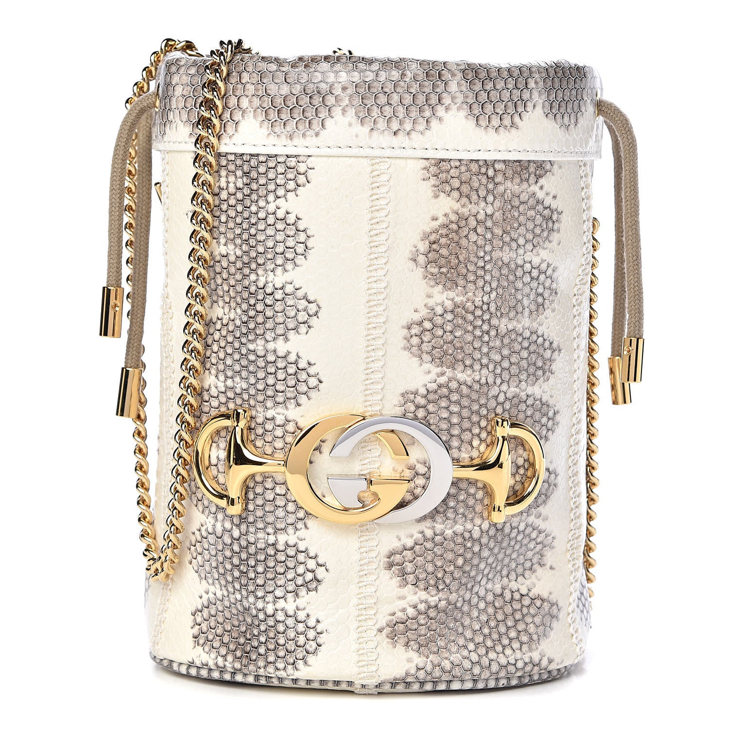 Gucci Snakeskin Mini Zumi Bucket Bag Grey 1 of 10