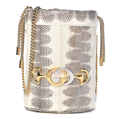 Gucci Snakeskin Mini Zumi Bucket Bag Grey 1 of 10