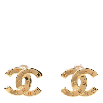Chanel Metal CC Paris Button Stud Earrings Gold 1 of 5