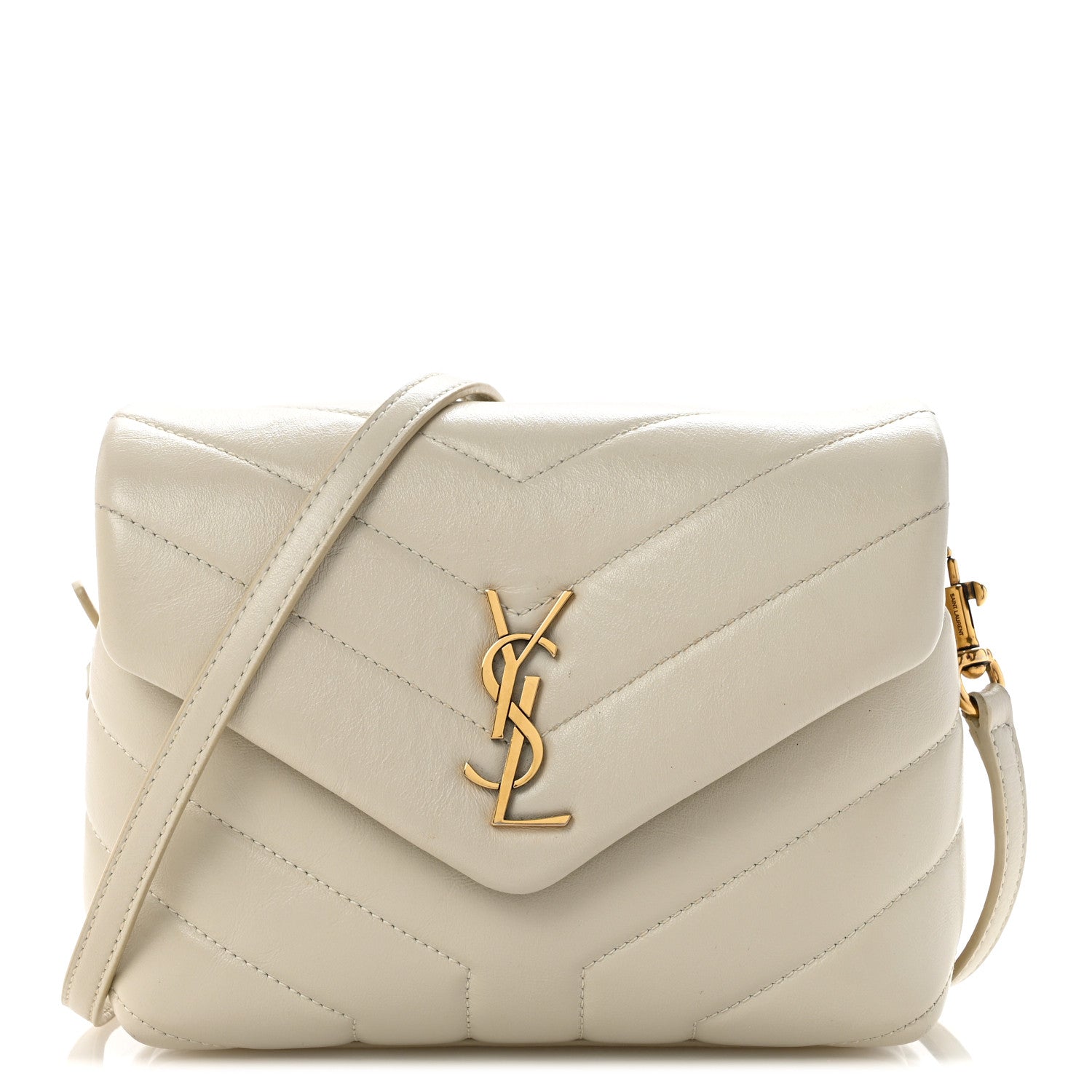 Saint Laurent Calfskin Y Quilted Monogram Toy Loulou Crossbody Bag Crema Soft 1 of 15