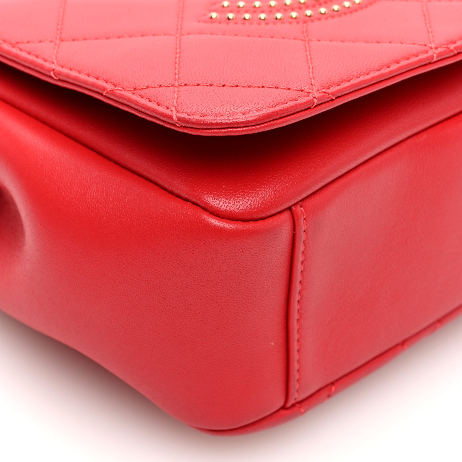 Chanel Lambskin Quilted Studded Beauty Begins Flap Red 9 of 10