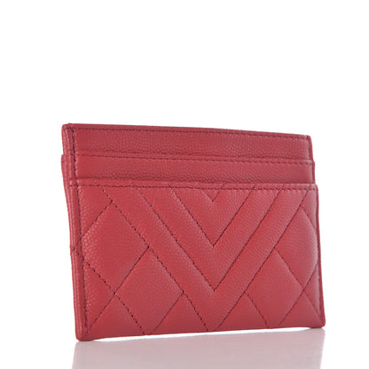 Chanel Caviar Chevron Quilted Card Holder Pink 3 of 8
