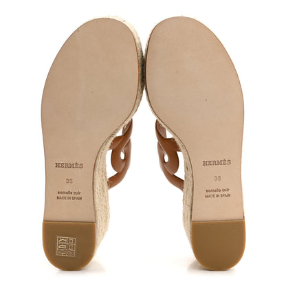 Hermes Nappa Ithea Espadrille Wedge Sandals 35 Naturel 6 of 10