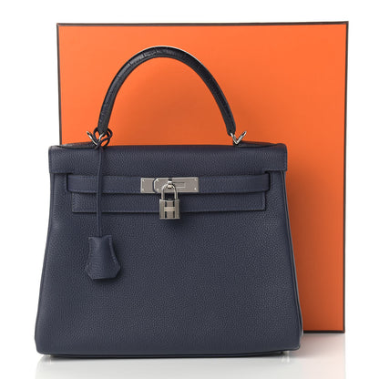 Hermes Togo Matte Alligator Kelly Retourne Touch 28 Bleu Nuit Bleu Marine 10 of 10