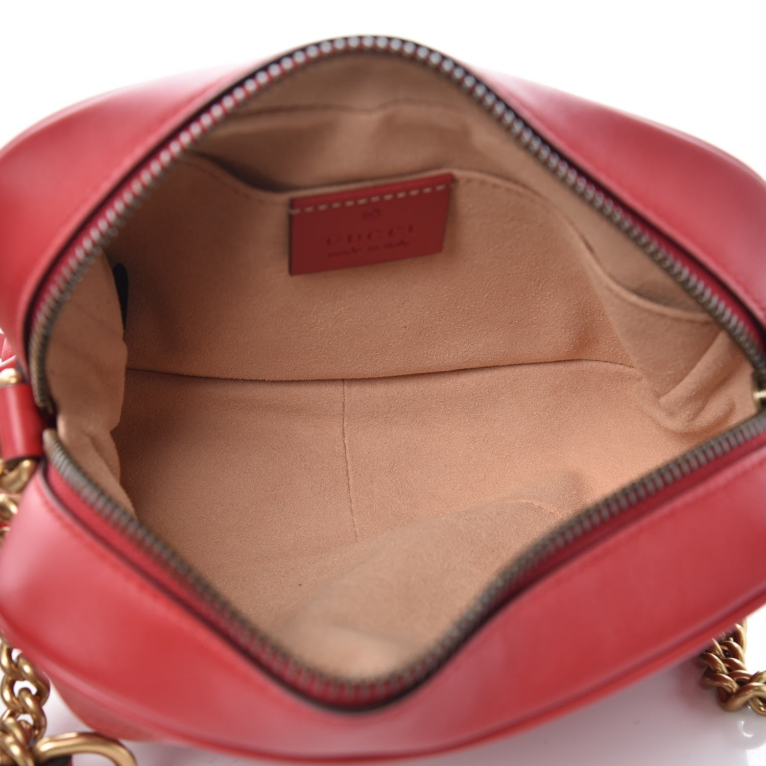 Gucci Calfskin Matelasse Mini GG Marmont Chain Shoulder Bag Hibiscus Red 5 of 7