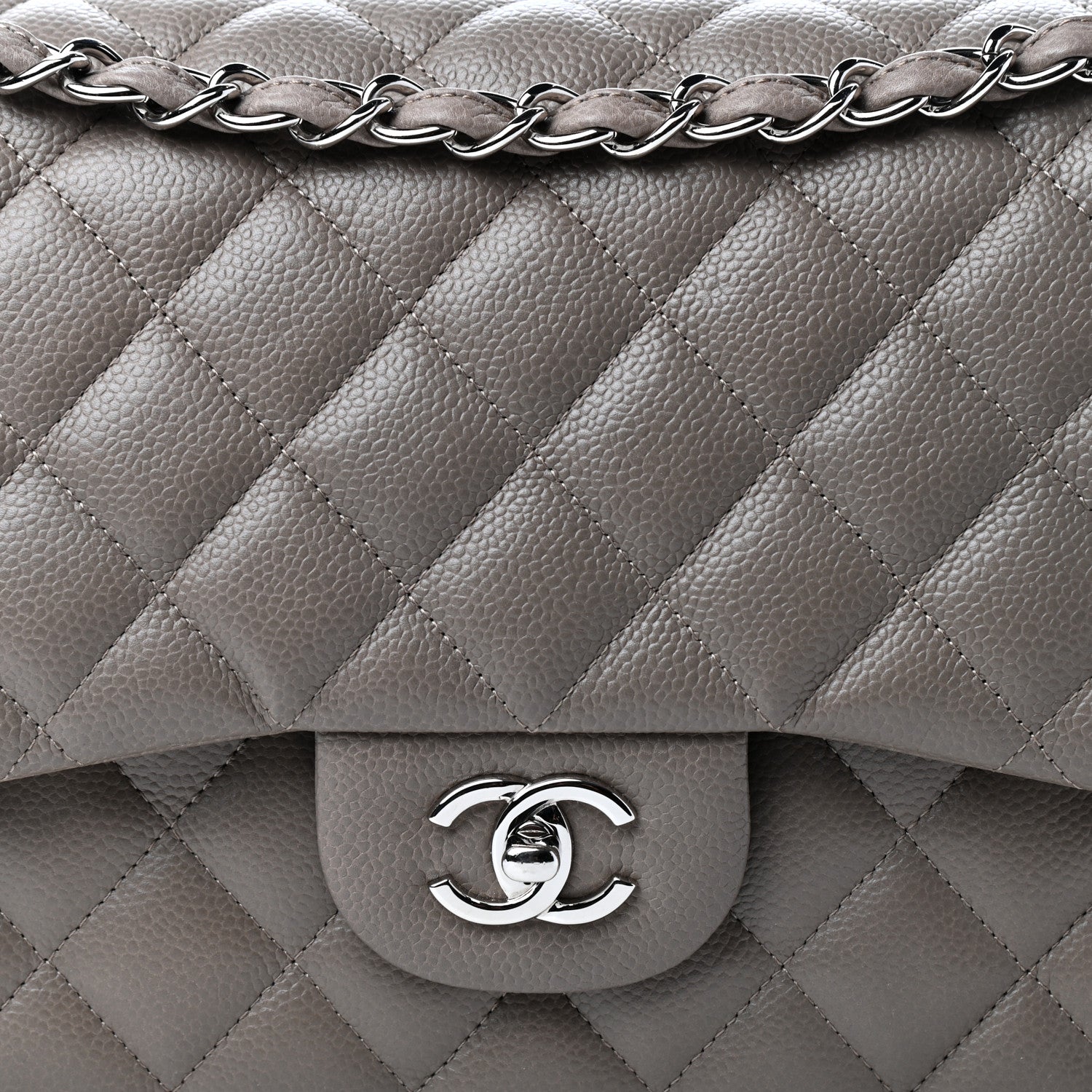 Chanel Caviar Quilted Jumbo Double Flap Taupe 9 of 10