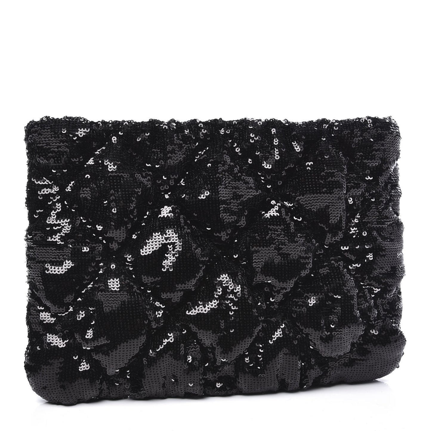 Sequins Quilted Large Chanel 19 Pouch Black