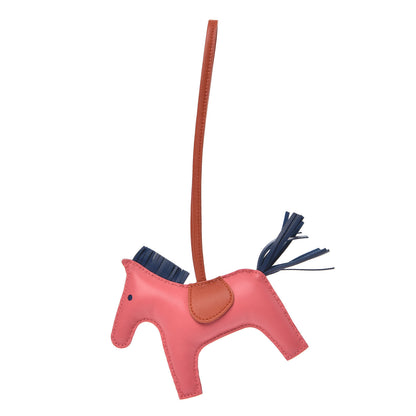 Hermes Milo Lambskin Grigri Rodeo Horse Bag Charm GM Rose Azalee Cornaline Bleu De Malte 1 of 5