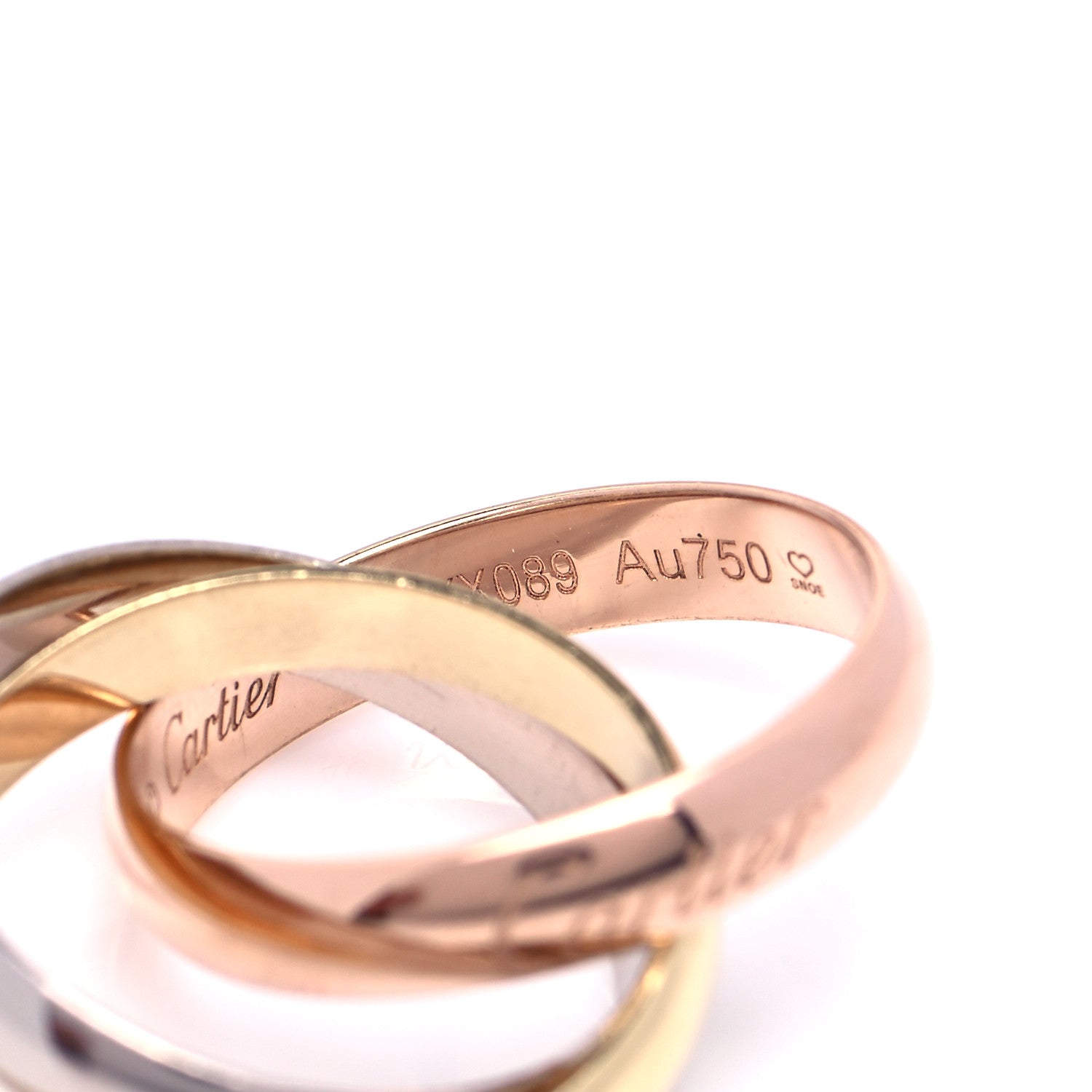 Cartier 18K Pink Yellow White Gold Classic Trinity Ring 49 5 5 of 6