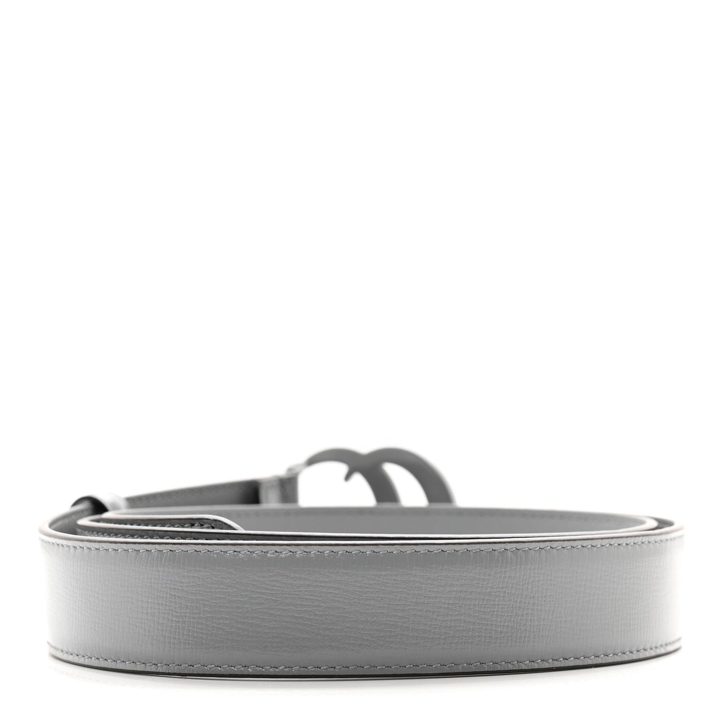 Azalea Calfskin Enamel Monochrome Double G 30mm Belt 100 40 Deep Grey